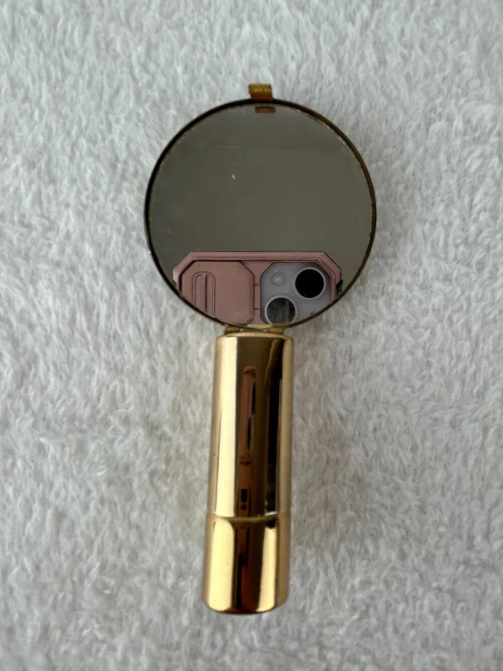 Vintage Floral Mother of Pearl Round Mirror Lipstick Holder